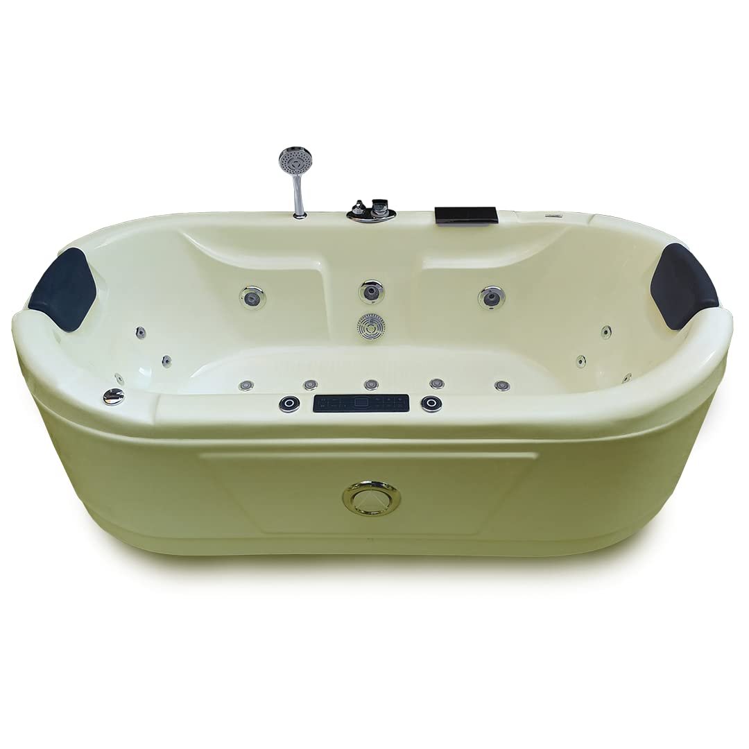 Madonna Intimate 6 ft. Fully Loaded Combi-Massage Bathtub with Online Heater, Underwater LED lights, Audio System and Digital Control Panel (with Full Round Front Panel) – Ivory