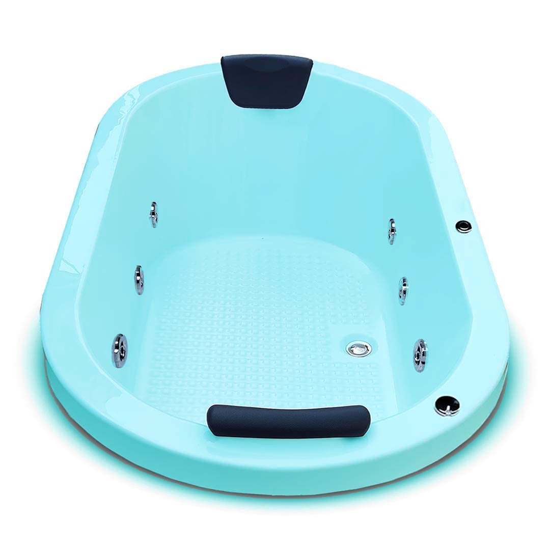 MADONNA Penguin 5.5 Feet Acrylic Jacuzzi Oval-Shaped Drop-In Bathtub – Cyan Blue